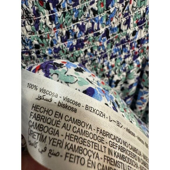 Zara Floral Print Maxi Dress Slit Smocked Back Sz XL - Picture 8 of 8